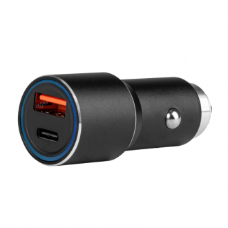 HLINÍKOVÁ NABÍJAČKA DO AUTA USB-C+USB 38W 12/24V