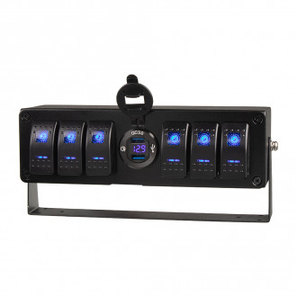 Panel s 6x spínačmi Rocker, voltmeter + 2x USB zásuvka,...