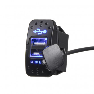 Dvojitá USB zásuvka s modrým podsvietením (12 V / 24 V)