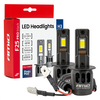LED žiarovky H3 12/24V 68W 7646lm CANBUS | F25 PRO BLACK...