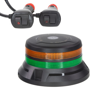 Zeleno-oranžový LED maják 12V/24V na magnet, 48 LED, ECE...
